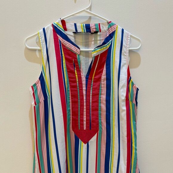 Duffield Lane 100% Cotton Lined Shift Dress Striped Knee Length Extra Small - Picture 4 of 10